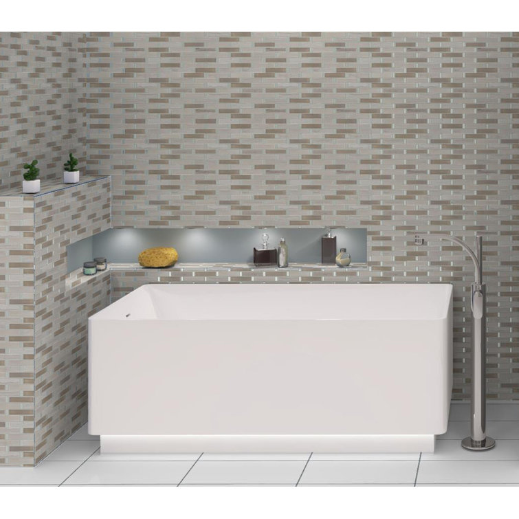 Saga Heroic Beige Glass and Marble Brick Joint Mosaic Tile