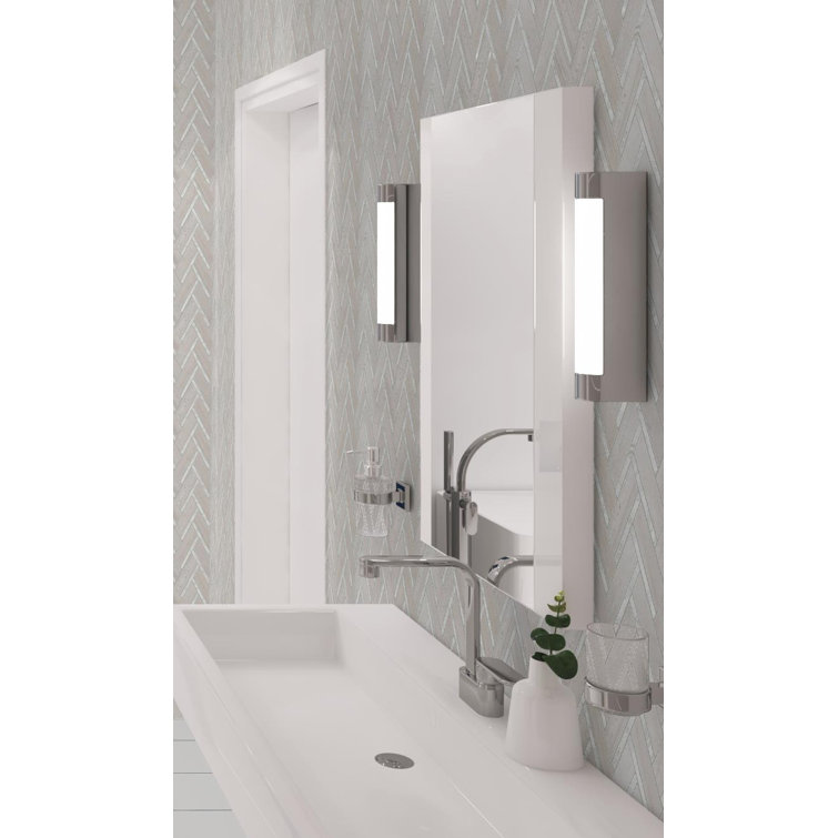 Skylar 14" x 15" Gray Marble Chevron Mosaic Tile