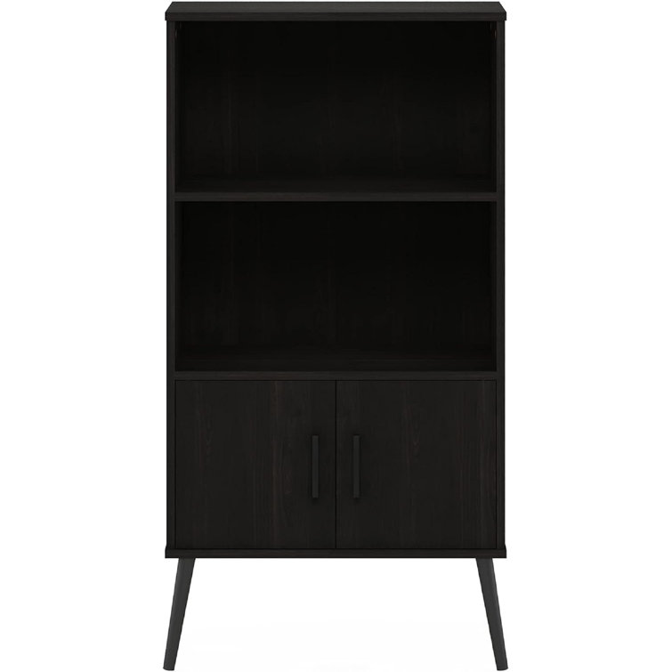 Furinno Claude Mid-Century Espresso Bookcase Cabinet with Pine Legs