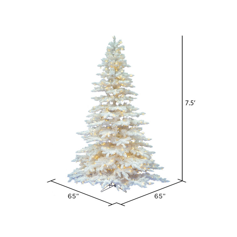 7.5' Flocked White Spruce Christmas Tree with Warm White LED Lights