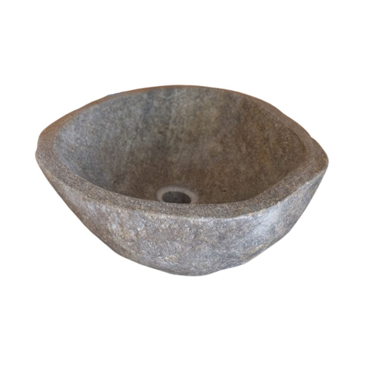 Gray Natural Stone Oval Vessel Bathroom Sink