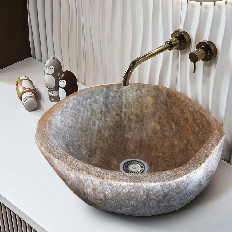 Gray Natural Stone Oval Vessel Bathroom Sink