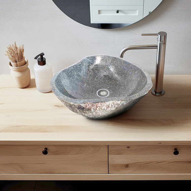 Gray Natural Stone Oval Vessel Bathroom Sink