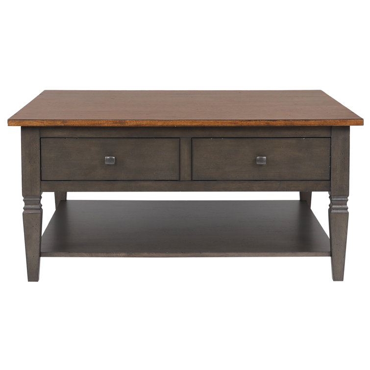 Dakota 42" Square Brown and Gray Wood Coffee Table with Storage