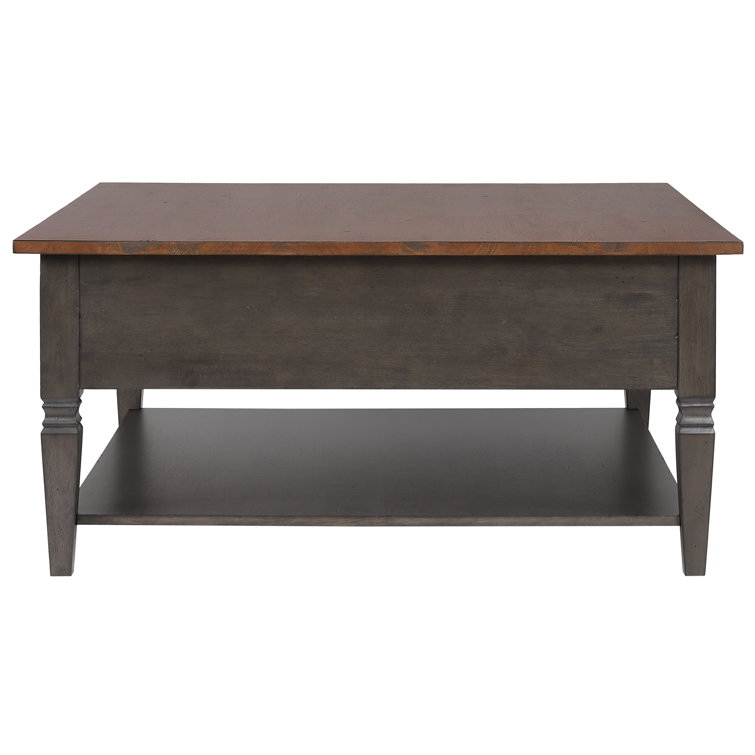 Dakota 42" Square Brown and Gray Wood Coffee Table with Storage