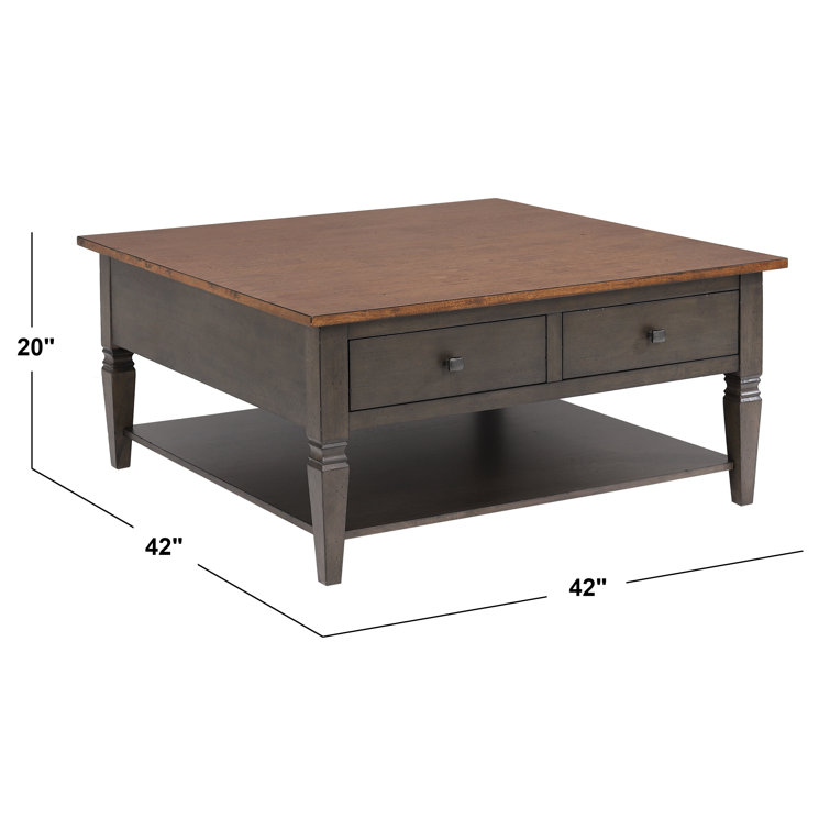 Dakota 42" Square Brown and Gray Wood Coffee Table with Storage