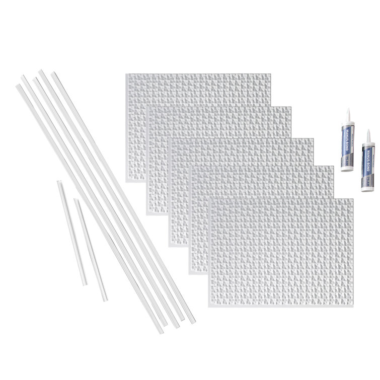 Matte White Vinyl Decorative Backsplash Tiles, 18" x 24"