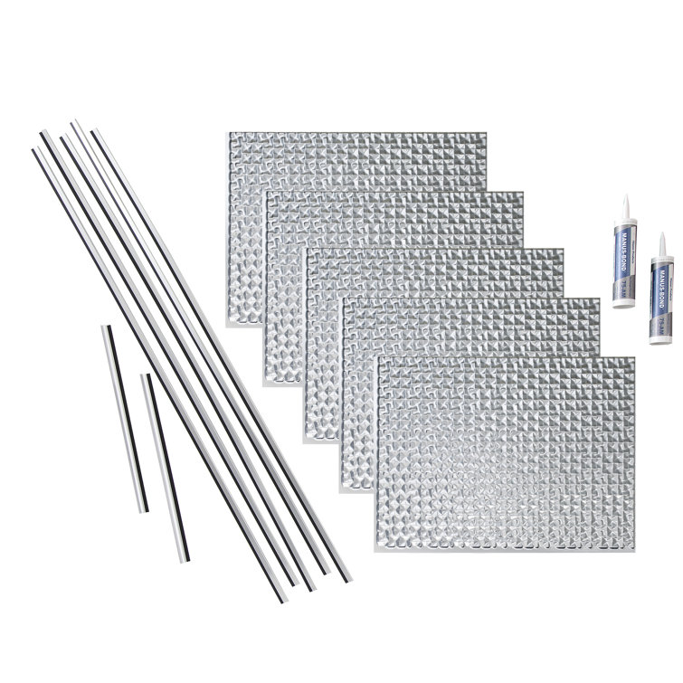 Brushed Aluminum Textured Vinyl Backsplash Kit, 24" x 18"