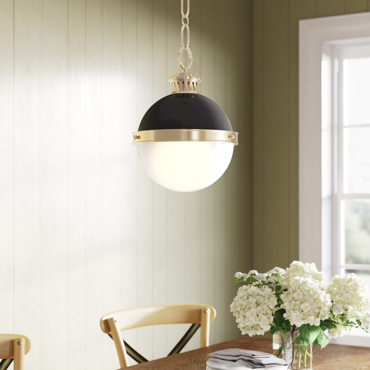 Aged Antique Distressed Bronze Globe Pendant with Opal Glass Shade