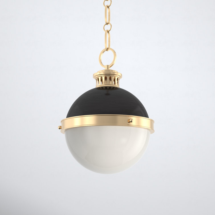 Aged Antique Distressed Bronze Globe Pendant with Opal Glass Shade