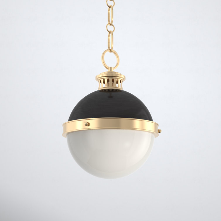 Aged Antique Distressed Bronze Globe Pendant with Opal Glass Shade