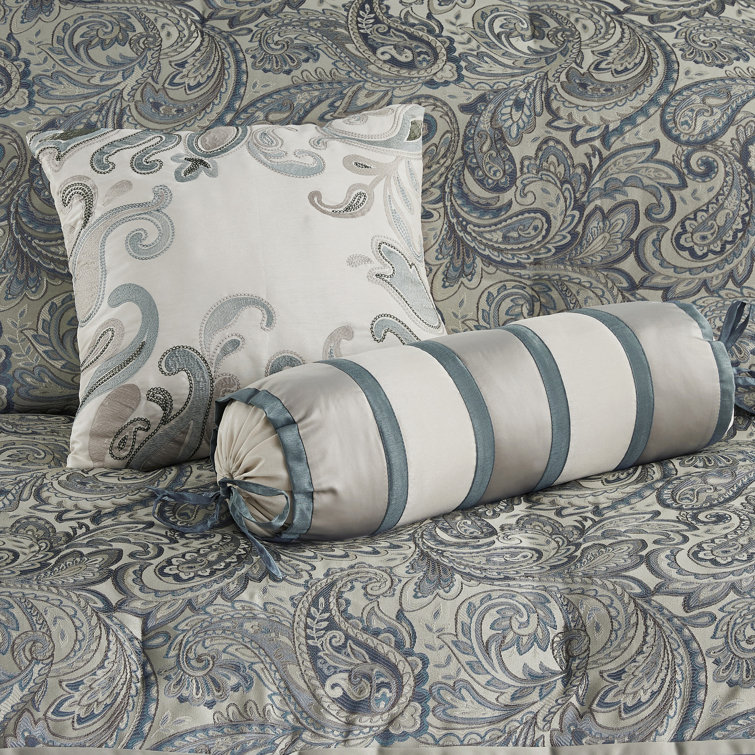 Teal Paisley Jacquard Queen Cotton Bed in a Bag Set