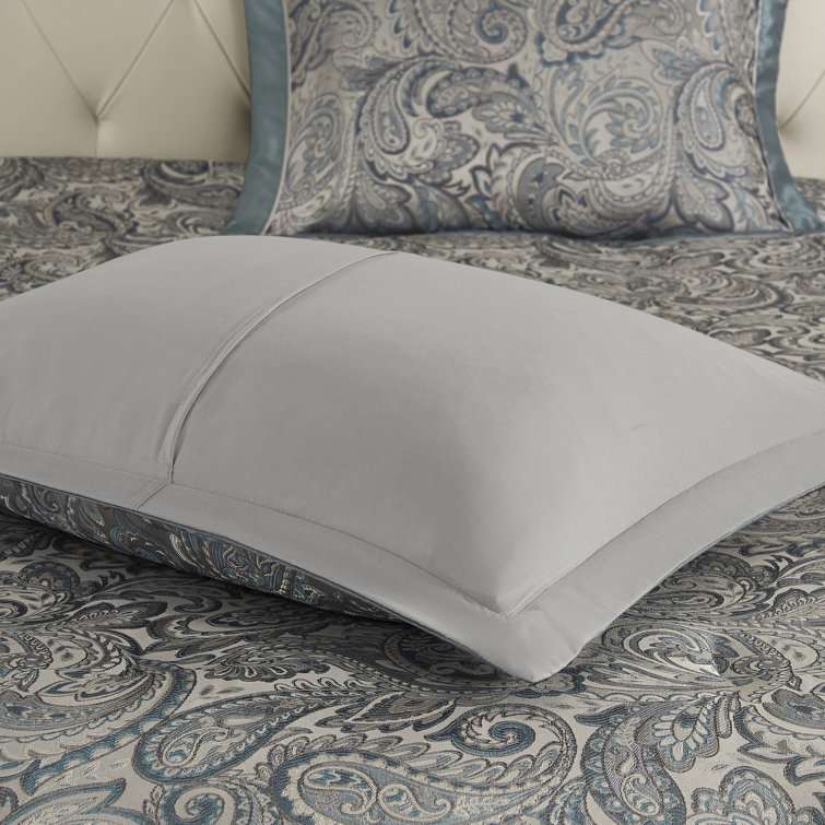 Teal Paisley Jacquard Queen Cotton Bed in a Bag Set