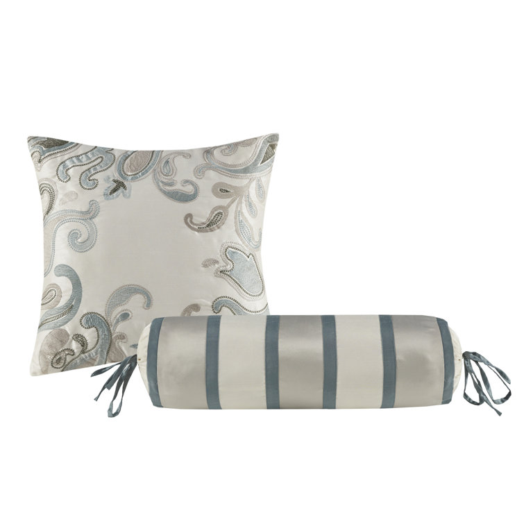 California King Gray and Teal Cotton Jacquard Bed in a Bag Set