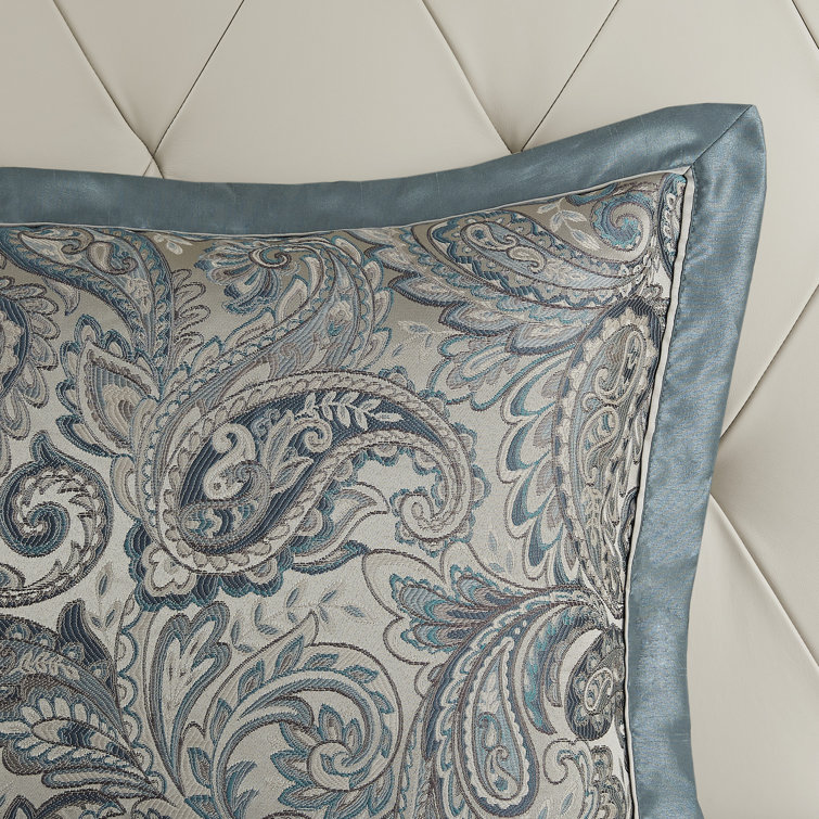 Teal Paisley Jacquard Queen Cotton Bed in a Bag Set