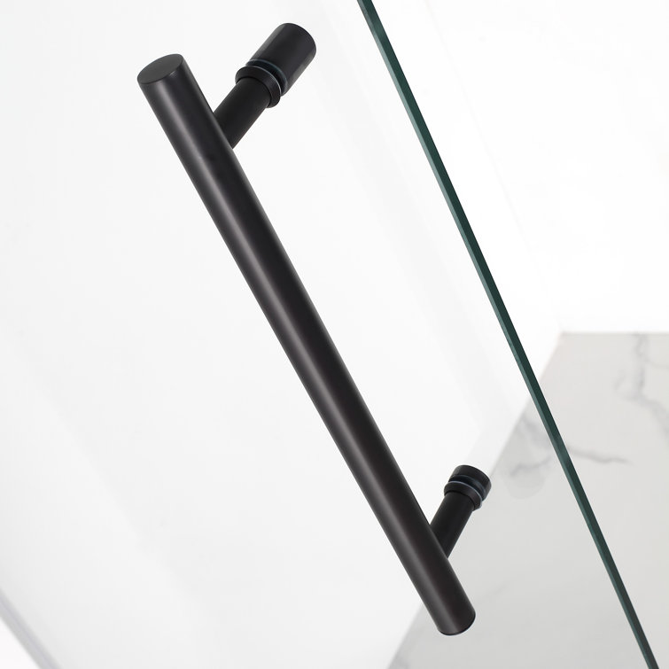 Belmore 72'' Frameless Hinged Shower Door with Clear Tempered Glass