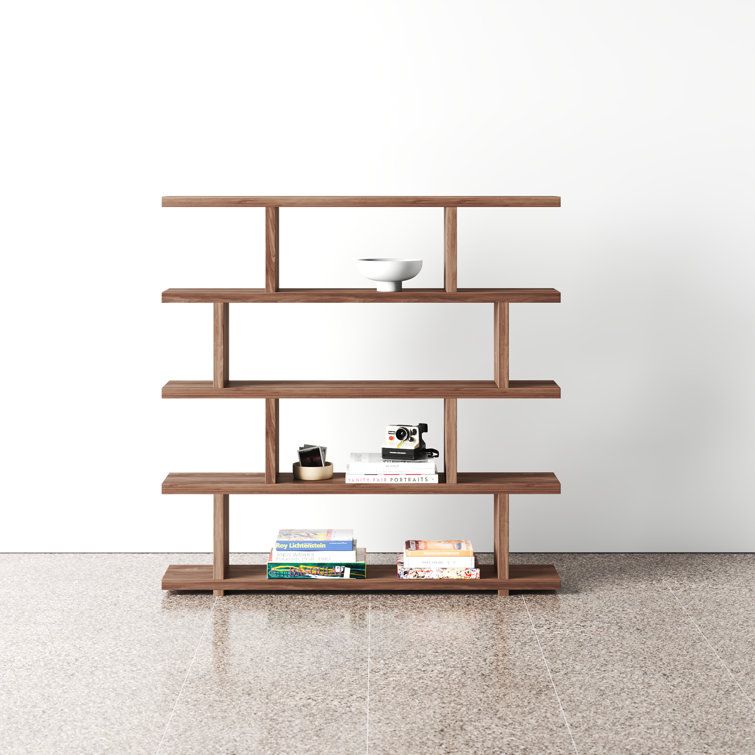 Miri Large 63'' Walnut Veneer Mid-Century Modern Bookcase