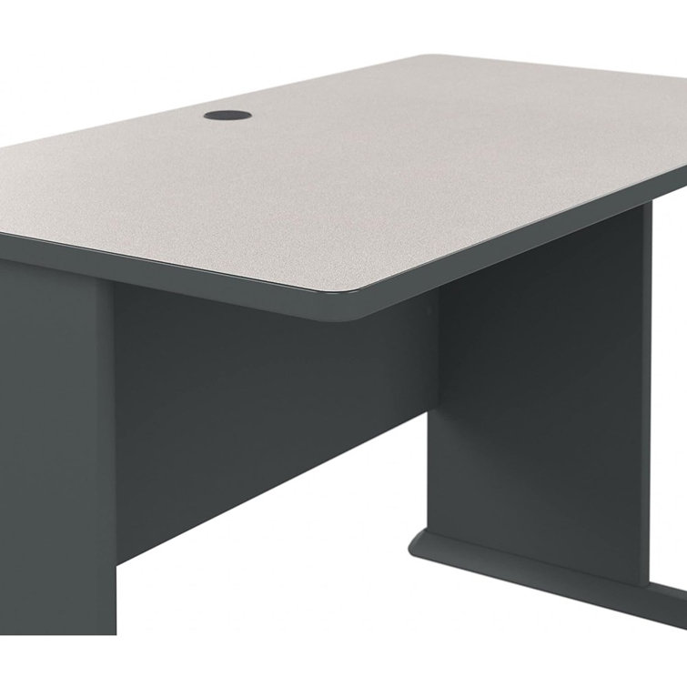 Slate and White Compact Office Desk with Drawer and Filing Cabinet