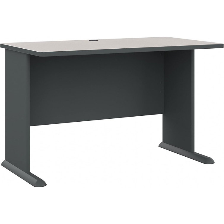 Slate and White Compact Office Desk with Drawer and Filing Cabinet
