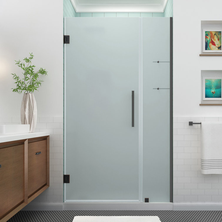 Belmore 72'' Frameless Hinged Shower Door with Clear Tempered Glass