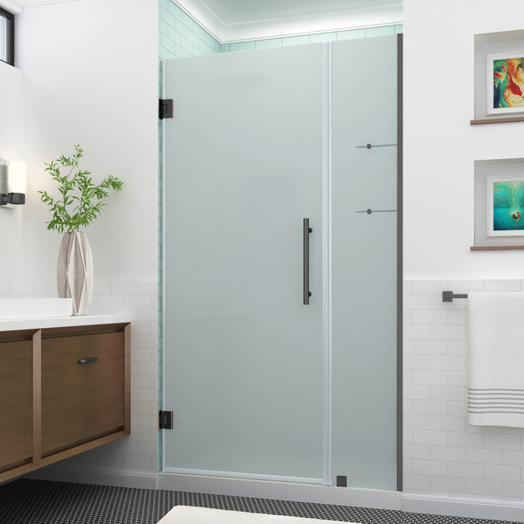 Belmore 72'' Frameless Hinged Shower Door with Clear Tempered Glass