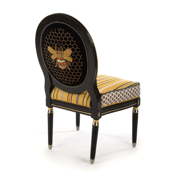Black Velvet Upholstered Side Chair with Wood Frame