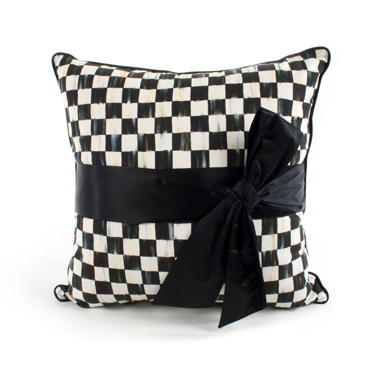 Black and White Checkered Square Kids Decorative Pillow