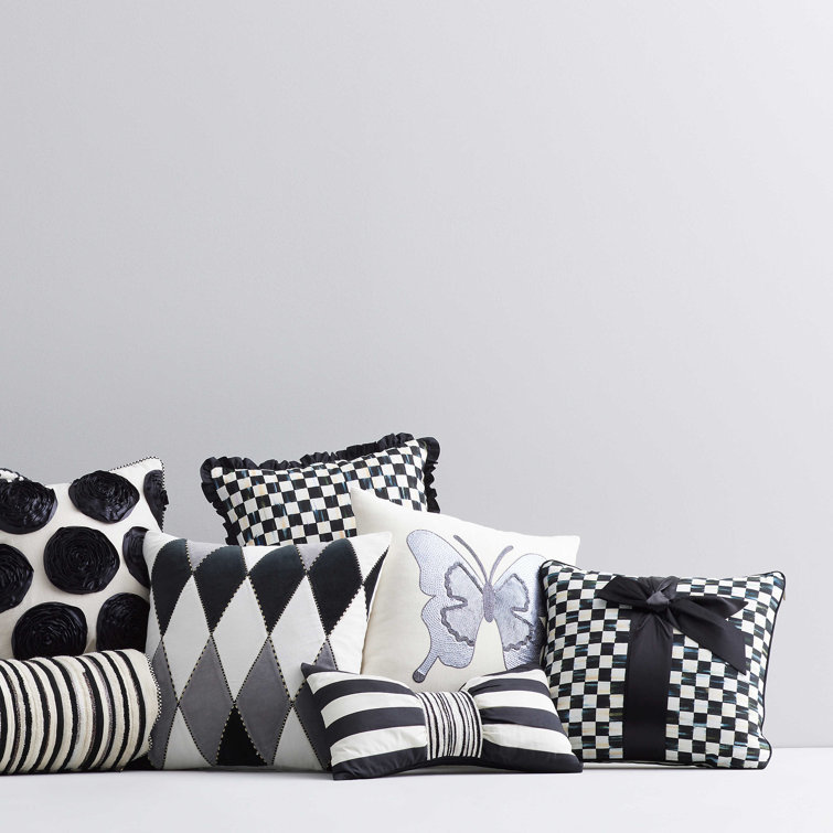 Black and White Checkered Square Kids Decorative Pillow