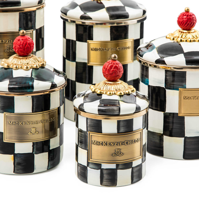 Large Black and White Stainless Steel Enamel Storage Canister