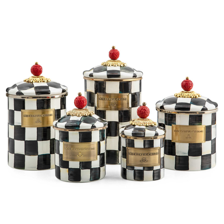 Large Black and White Stainless Steel Enamel Storage Canister