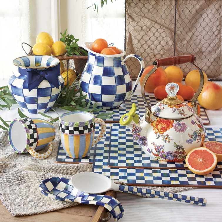 Royal Blue and White Handcrafted Enamel Pitcher