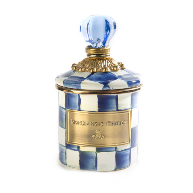 Mini Blue and White Hand-Painted Glass Canister