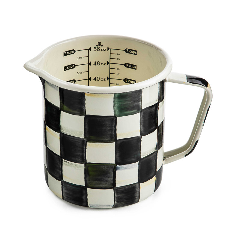 Black and White Checkered 7-Cup Enamel Measuring Cup