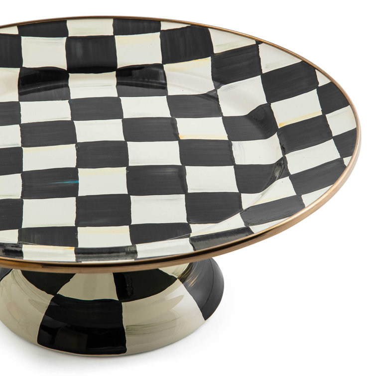 Enchanted Tiered Round Multi-Color Ceramic Platter with Metallic Band