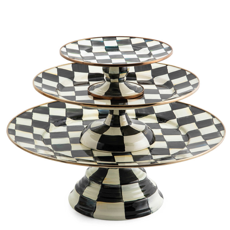 Enchanted Tiered Round Multi-Color Ceramic Platter with Metallic Band