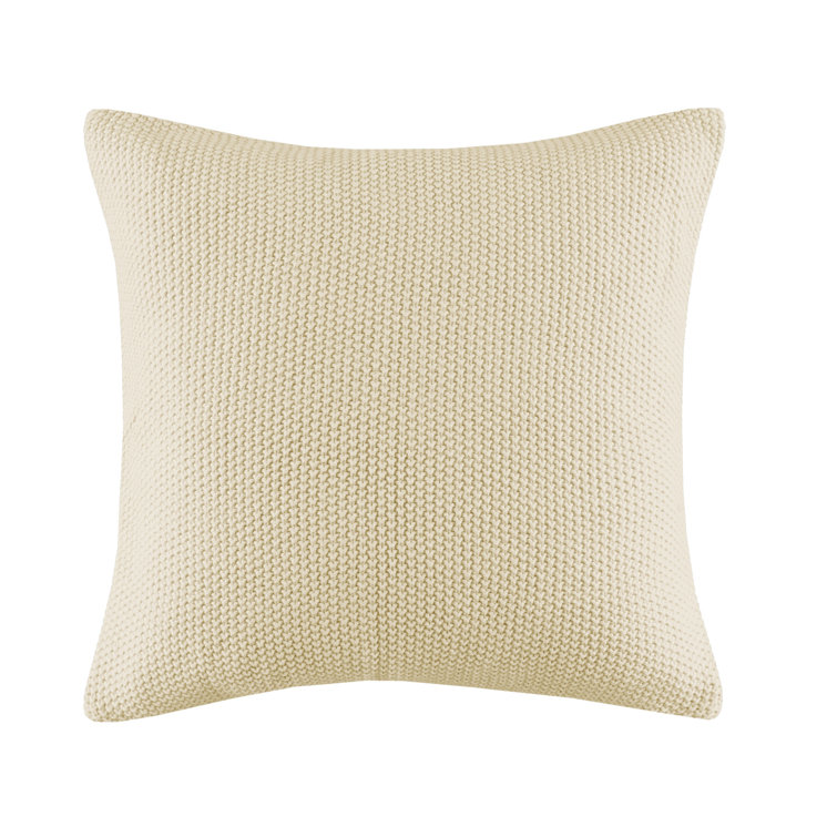 Ivory Knit Cotton Euro Square Pillow Cover