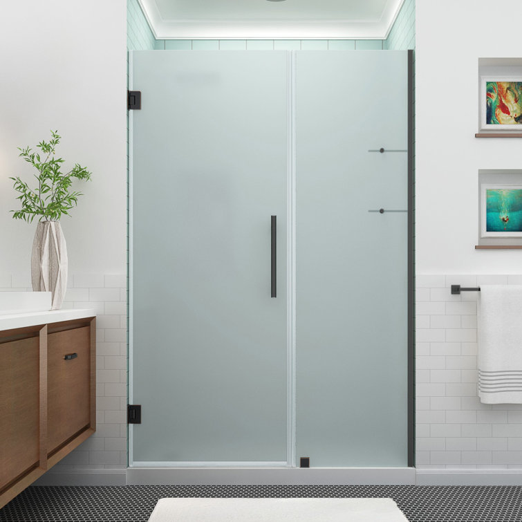 Belmore 72'' Frameless Hinged Shower Door with Clear Tempered Glass