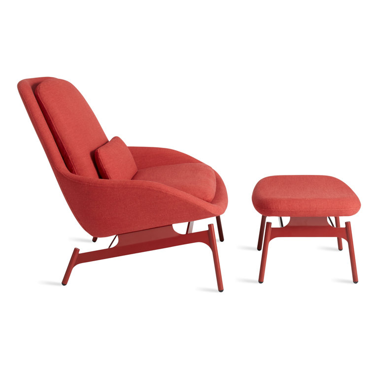 Craig Red Textured Basketweave Lounge Chair with Steel Base
