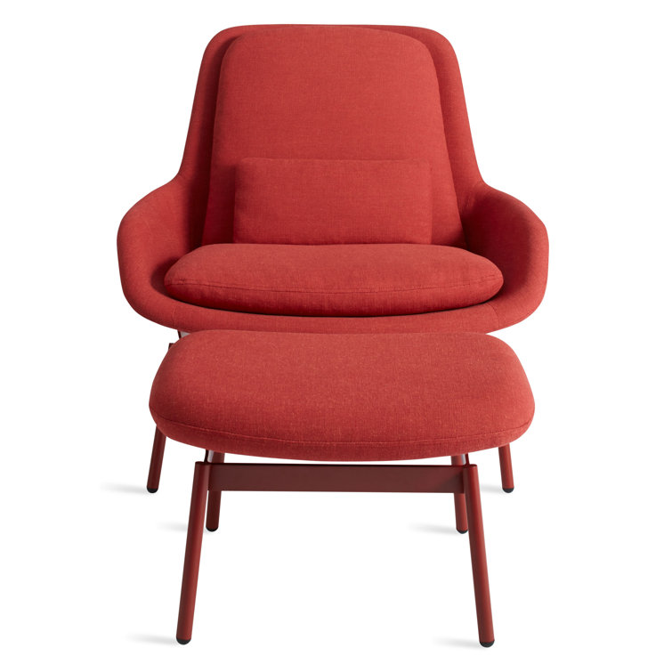 Craig Red Textured Basketweave Lounge Chair with Steel Base