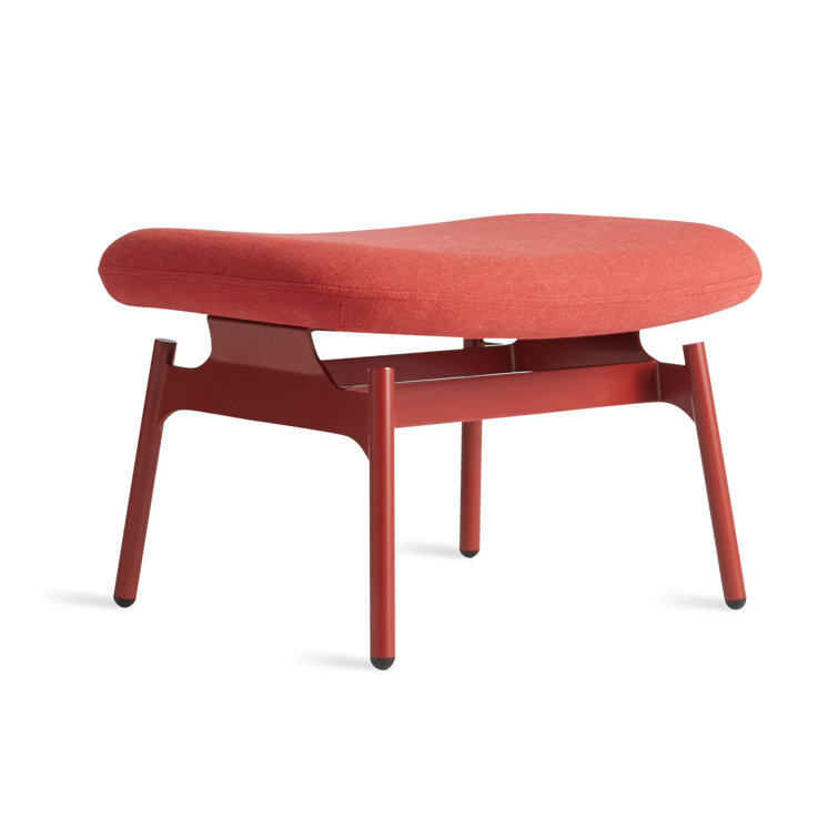 Craig Red Fabric and Steel Field Ottoman