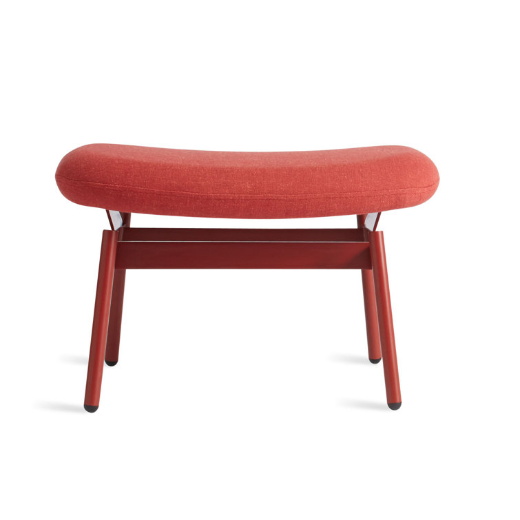 Craig Red Fabric and Steel Field Ottoman