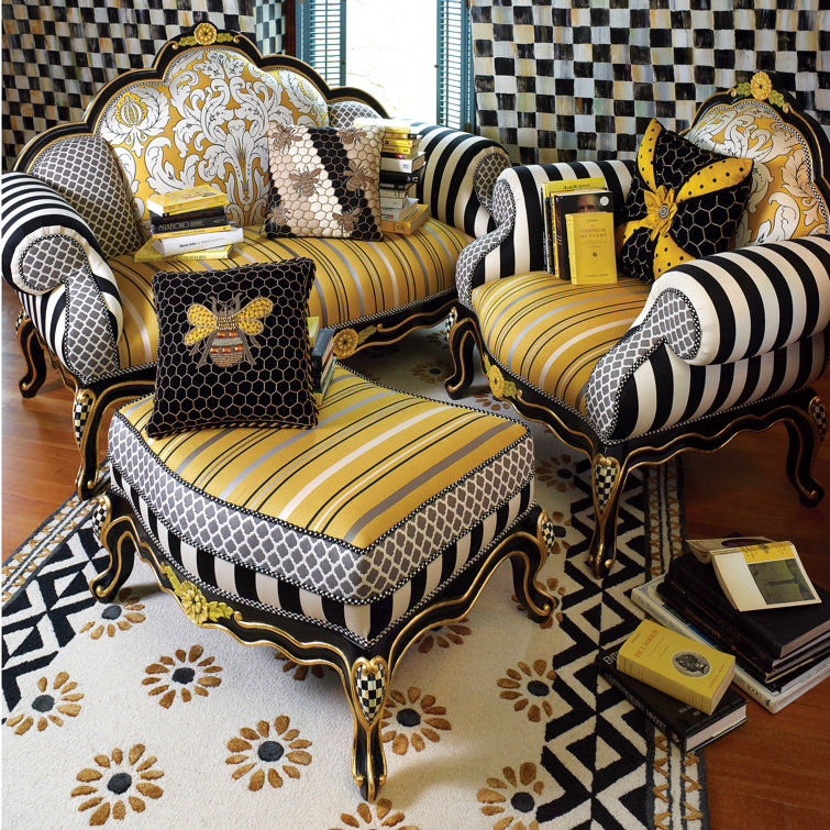 Kids' Square Velvet Pillow with Beaded Bee Design
