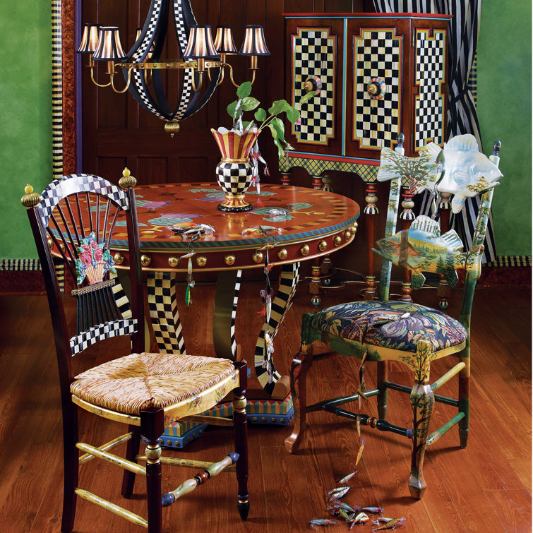 Gmelina Wood Checkered Bar Cabinet with Brass Accents