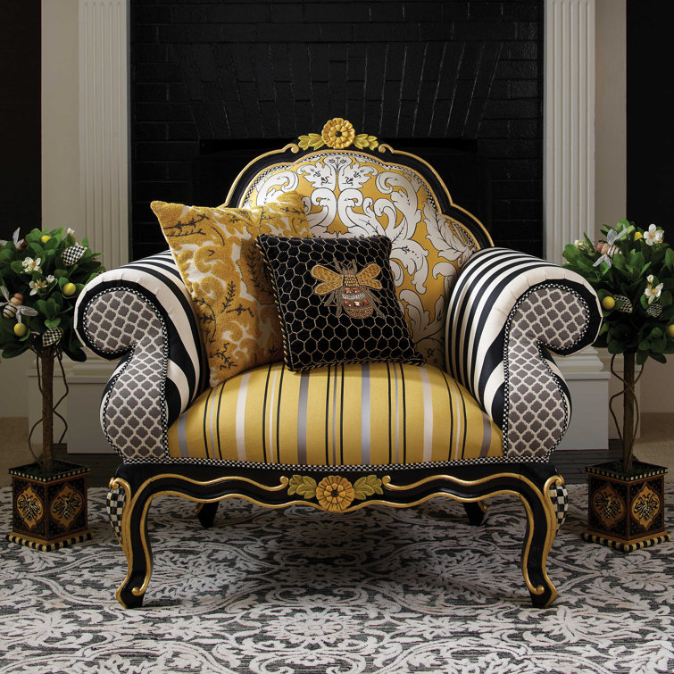 Kids' Square Velvet Pillow with Beaded Bee Design