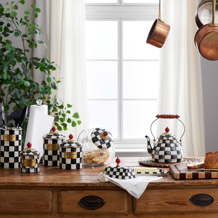 Large Black and White Stainless Steel Enamel Storage Canister
