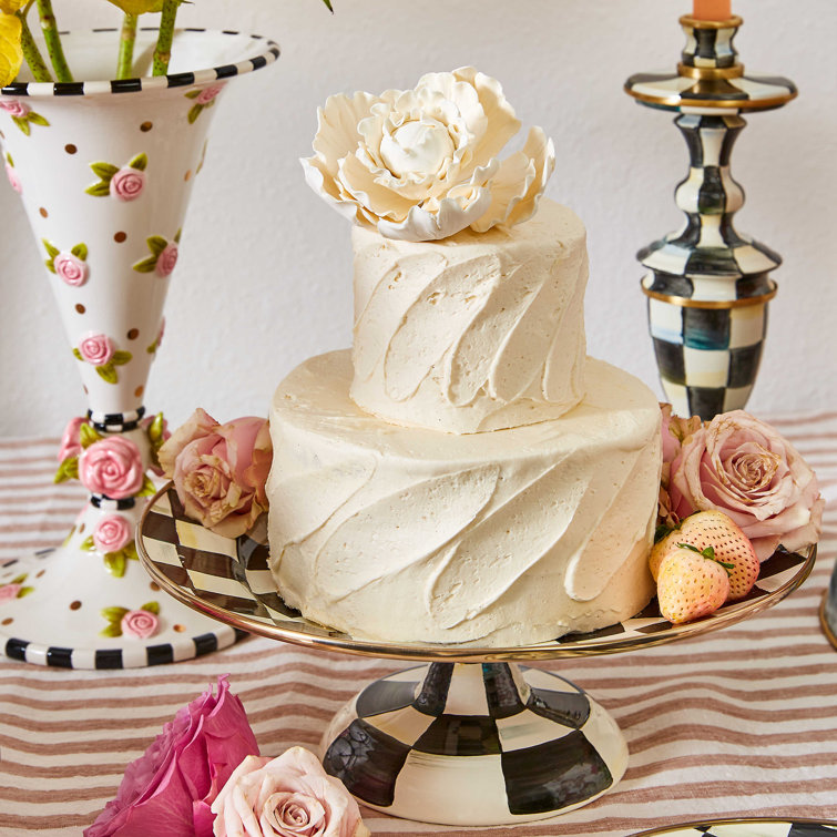 Enchanted Tiered Round Multi-Color Ceramic Platter with Metallic Band