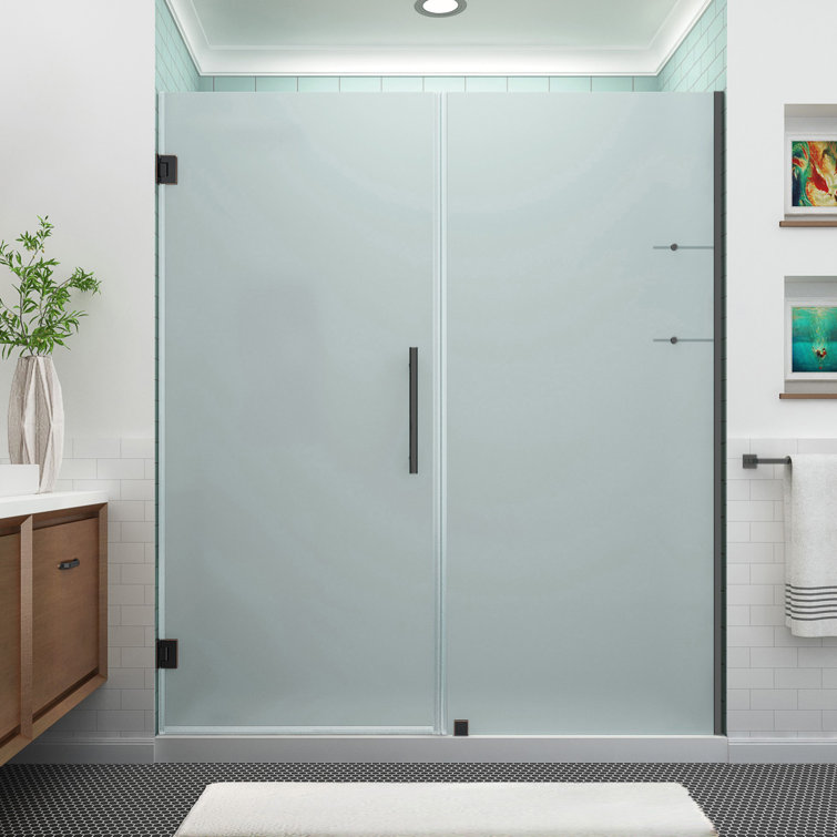 Belmore 72'' Frameless Hinged Shower Door with Clear Tempered Glass