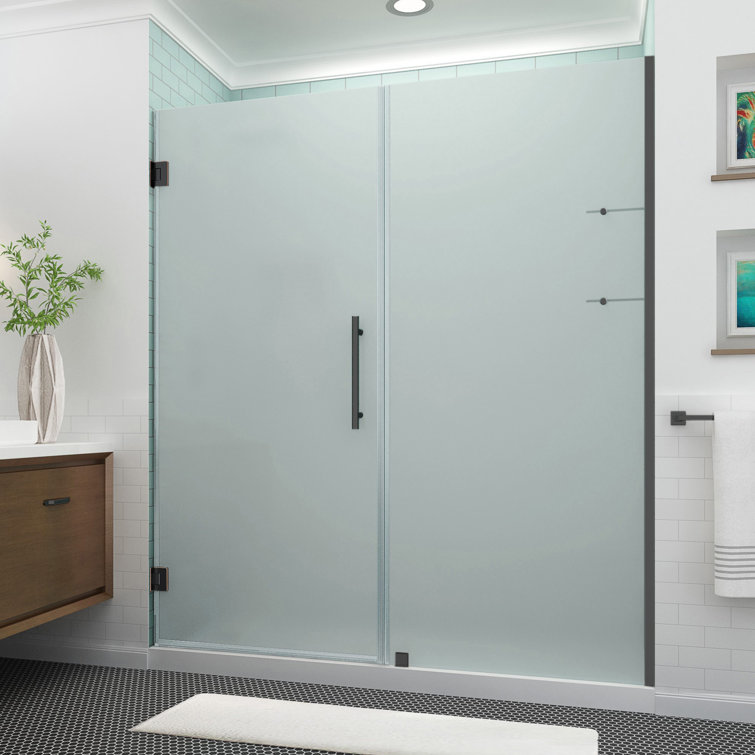 Belmore 72'' Frameless Hinged Shower Door with Clear Tempered Glass