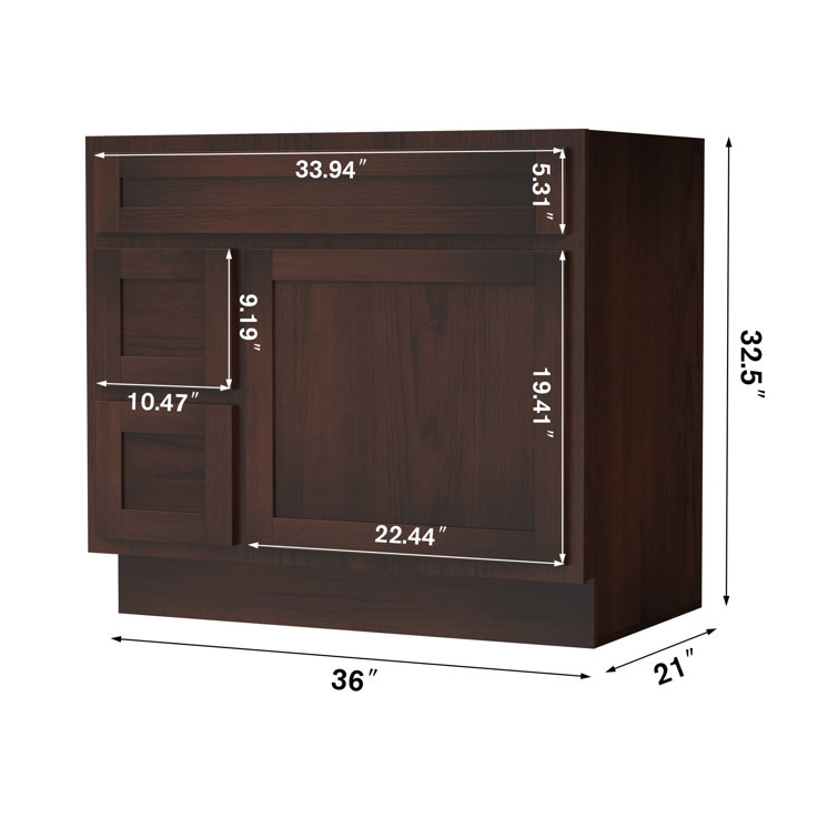 Hibbitts 36" Brown Solid Wood Single Bathroom Vanity