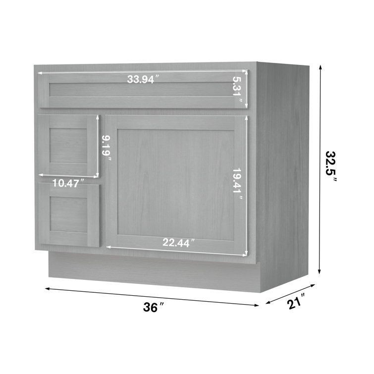 Hibbitts 36" Silver Single Shaker Bathroom Vanity Base